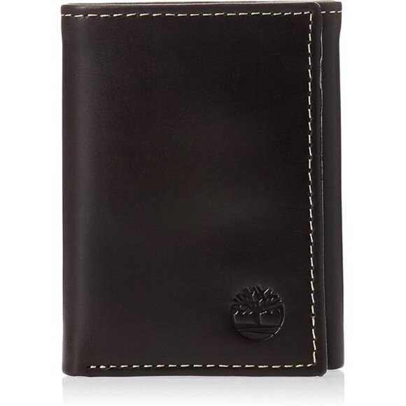 Timberland Men's Leather Trifold Wallet with Id Window, Brown (Cloudy), One Size